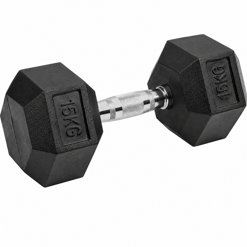 15kg Rubber Hex Dumbbell