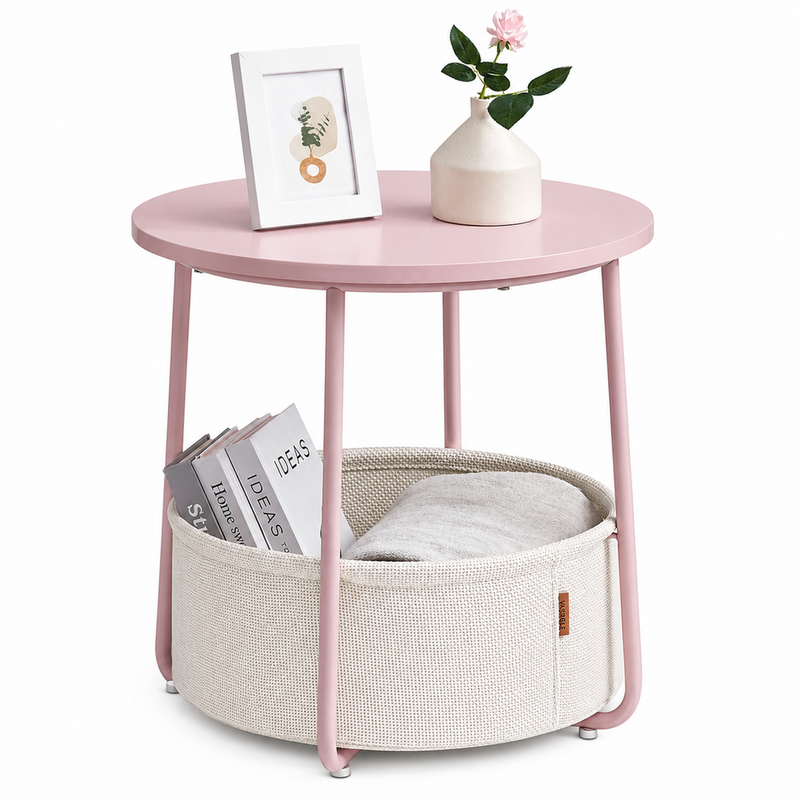 VASAGLE Side Table with Fabric Basket