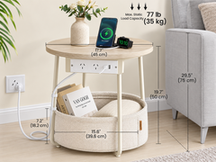 ide Table with Charging Station Round End Table