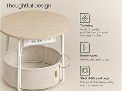 ide Table with Charging Station Round End Table