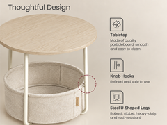 Round Side Table with Fabric Basket