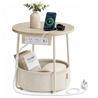 ide Table with Charging Station Round End Table
