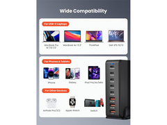 8 Port 260W USB C Charging Station GaN Fast Charging Hub