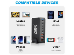 8 Port 260W USB C Charging Station GaN Fast Charging Hub