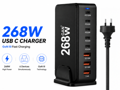 8 Port 260W USB C Charging Station GaN Fast Charging Hub