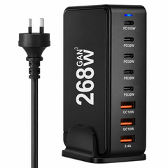 8 Port 260W USB C Charging Station GaN Fast Charging Hub