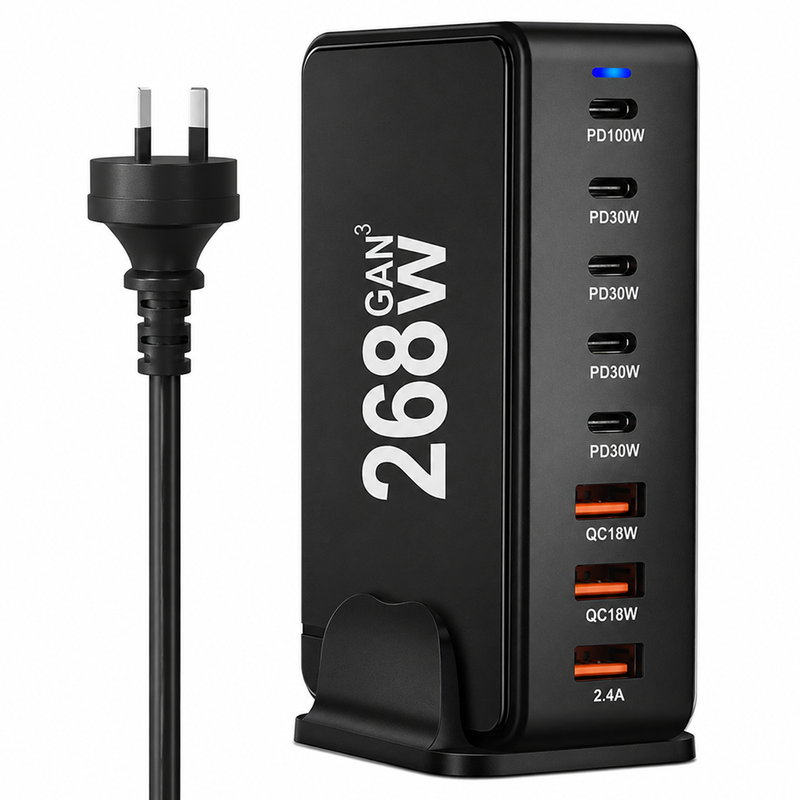 8 Port 260W USB C Charging Station GaN Fast Charging Hub