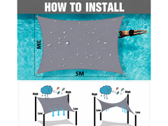 3X5M Rectangle Sun Shade Sail with Hardware