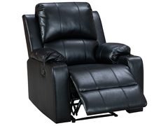 Recliner Chair Leather Gel Black with Cup Holders