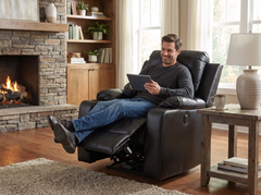 Recliner Chair Leather Gel Black with Cup Holders