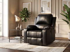 Recliner Chair Leather Gel Black with Cup Holders