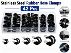 Rubber Hose Clamps 42PCS Stainless Steel P Clips Assortment Kit