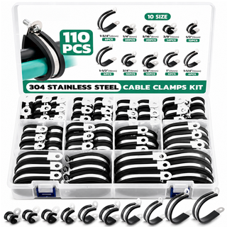Rubber Hose Clamps 42PCS Stainless Steel P Clips Assortment Kit
