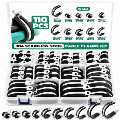 Rubber Hose Clamps 42PCS Stainless Steel P Clips Assortment Kit