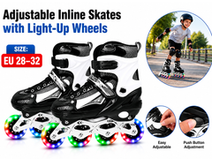 Kids Adjustable Inline Skates with Light Up Wheels Size 28-32