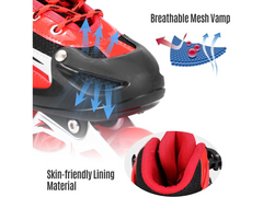 Kids Adjustable Inline Skates with Light Up Wheels Size 28-32