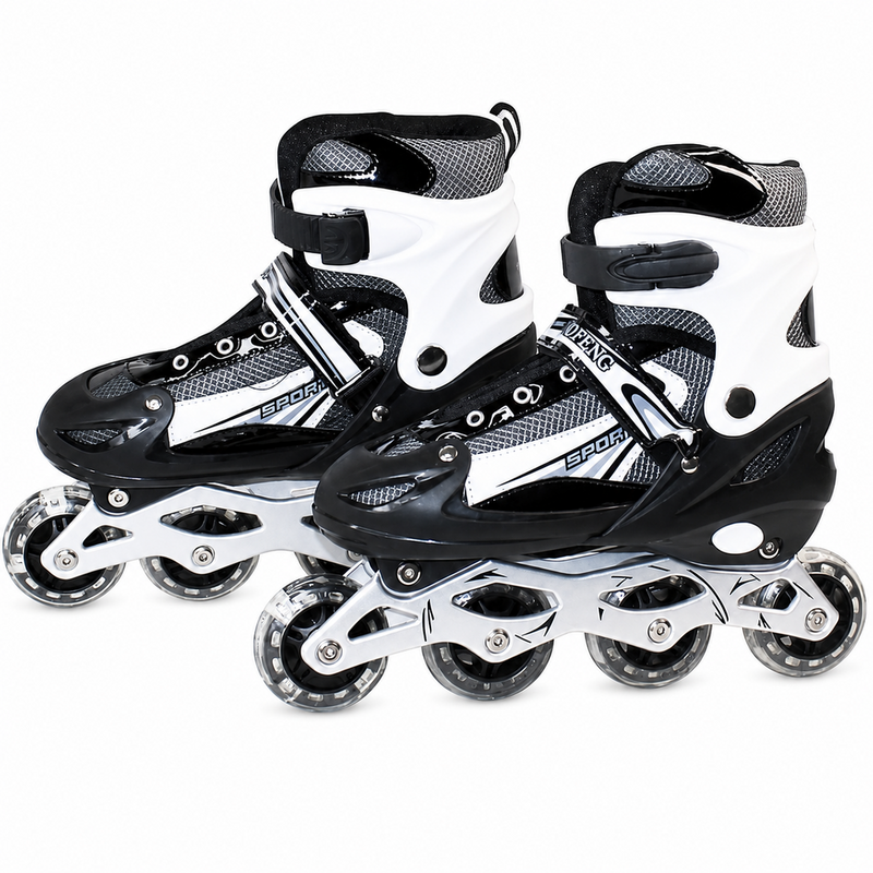 Kids Adjustable Inline Skates with Light Up Wheels Size 28-32