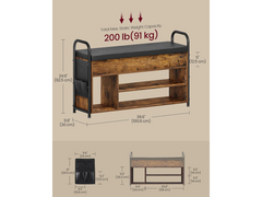 VASAGLE Shoe Storage Bench