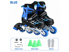 Kids Adjustable Inline Skates with Light Up Wheels Size 33-37
