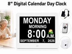 8" Dementia Calendar Clock Digital Alarm Clock
