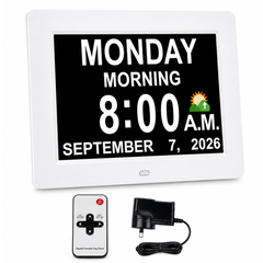 8" Dementia Calendar Clock Digital Alarm Clock
