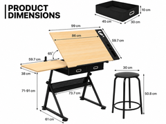 Adjustable Drafting table Drawing Craft Table with Stool