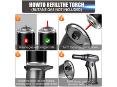 Butane Gas Blow Torch Adjustable Refillable Kitchen Torch