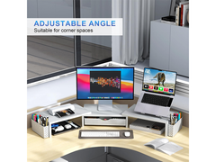 Modern Dual Monitor & Laptop Stand with Adjustable Length