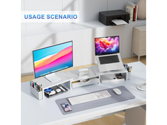 Modern Dual Monitor & Laptop Stand with Adjustable Length