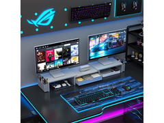 Modern Dual Monitor & Laptop Stand with Adjustable Length
