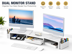 Modern Dual Monitor & Laptop Stand with Adjustable Length