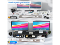 Modern Dual Monitor & Laptop Stand with Adjustable Length