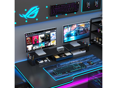 Modern Dual Monitor & Laptop Stand with Adjustable Length