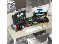 Modern Dual Monitor & Laptop Stand with Adjustable Length