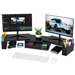 Modern Dual Monitor & Laptop Stand with Adjustable Length