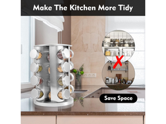 Spice Rack Stand Carousel Rotating Glass 16 Jars