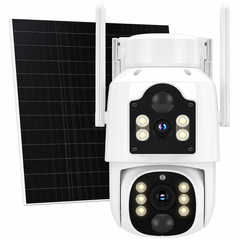 Solar Security Camera 4MP Dual Lens Wireless PTZ Outdoor Camera