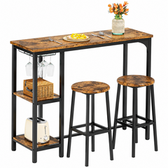 Bar Table and Stools Set Dining Desk Kitchen Chairs