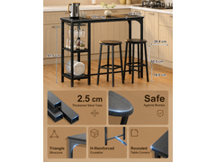 Bar Table and Stools Set Dining Desk Kitchen Chairs