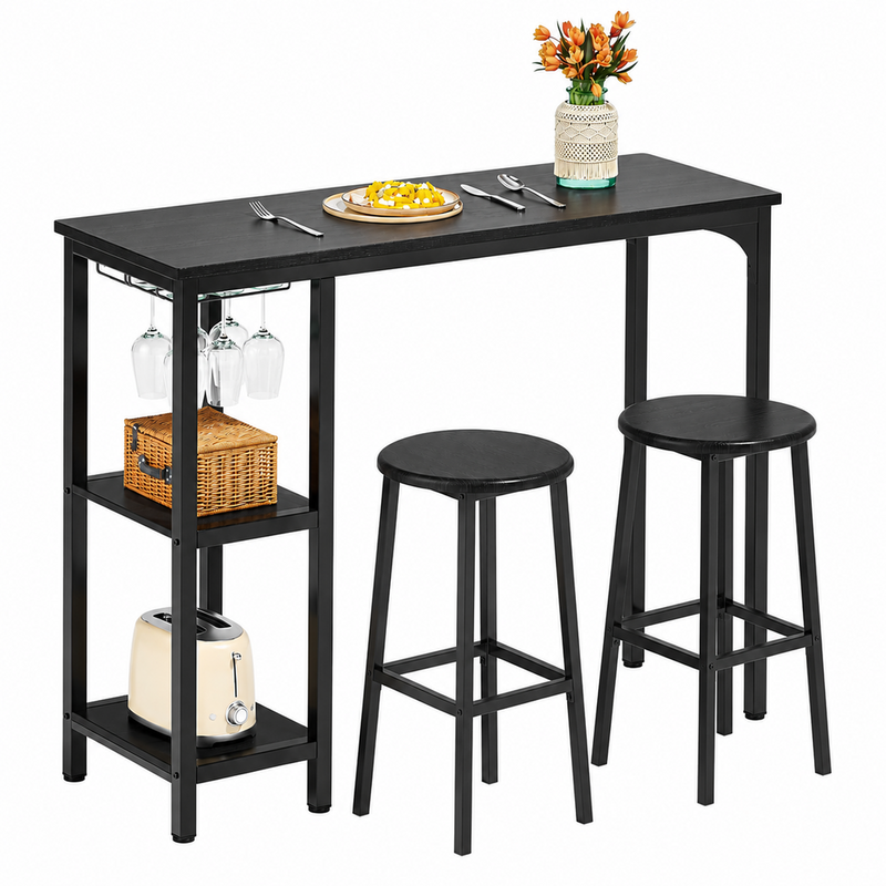 Bar Table and Stools Set Dining Desk Kitchen Chairs