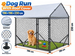 Dog Run Outdoor Kennel with Roof Cover