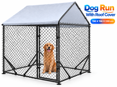 Dog Run Outdoor Kennel with Roof Cover