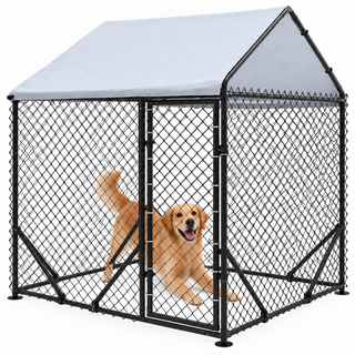 Dog Run Outdoor Kennel with Roof Cover