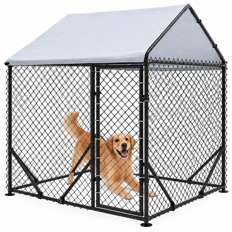 Dog Run Outdoor Kennel with Roof Cover