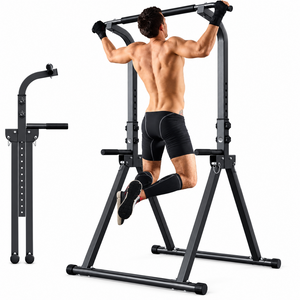 Foldable Power Tower Pull Up Bar Dip Station Bench