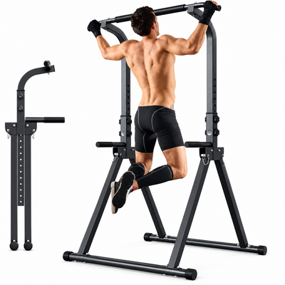 Foldable Power Tower Pull Up Bar Dip Station Bench