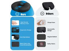 Donut Pillow Orthopedic Memory Foam Seat Cushion – Tailbone Support Black