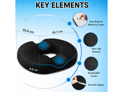 Donut Pillow Orthopedic Memory Foam Seat Cushion – Tailbone Support Black