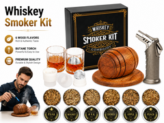 Whiskey Smoker Kit with Torch 6 Wood Chips 2 Glasses