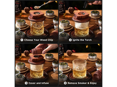 Whiskey Smoker Kit with Torch 6 Wood Chips 2 Glasses